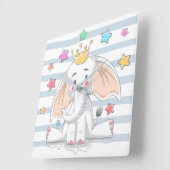 かわいいプリンセス象 スクエア壁時計 (傾斜)