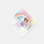 かわいいプリンセス&ユニコーンバースデーパーティーレインボー スタンダードカクテルナプキン (角)