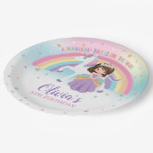かわいいプリンセス&ユニコーンバースデーパーティーレインボー ペーパープレート (アングル)