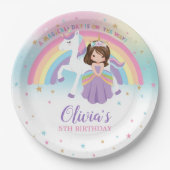 かわいいプリンセス&ユニコーンバースデーパーティーレインボー ペーパープレート (正面)
