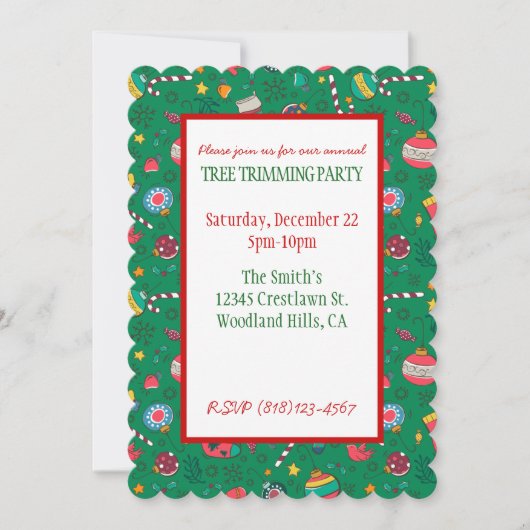 かわいいプリントクリスマスパーティの招待状 招待状 (正面)