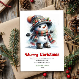 かわいいプリント可能なおもしろい雪だるまのクラシックXmasカード シーズンカード