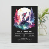 かわいいプリント可能なオオカミの誕生日 招待状 (スタンド正面)