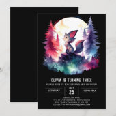 かわいいプリント可能なオオカミの誕生日 招待状 (正面/裏面)