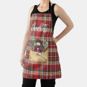 かわいいプレイド素朴スクリプトのクリスマスの休日の名前 エプロン (インサイチュ)