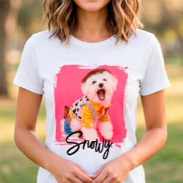 かわいいプレイフルスクリプトタイポグラフィの名前とペットの写真 Tシャツ