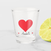 かわいいプレゼントに大きな赤いハート名モダンクール ショットグラス (正面)