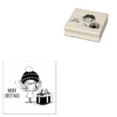 かわいいプレゼントの女の子のクリスマス ラバースタンプ (押印)