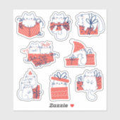 かわいいプレゼントギフトボックス子猫ビニールステッカー シール (シート)