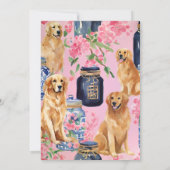 かわいいプレッピーなゴールデンレトリバーの犬の招待状 招待状 (裏面)