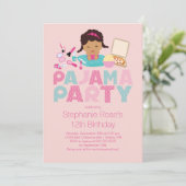 かわいいプレティーンのパジャマの誕生日のパーティの招待状 招待状 (スタンド正面)
