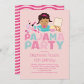 かわいいプレティーンのパジャマの誕生日のパーティの招待状 招待状 (正面/裏面)