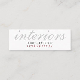 かわいいプレーン白インテリアデザイナー名刺 スキニー名刺