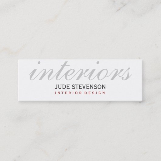 かわいいプレーン白インテリアデザイナー名刺 スキニー名刺 (正面)