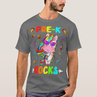 かわいいプレKロックスユニコーンウェルカム新学期ギ Tシャツ