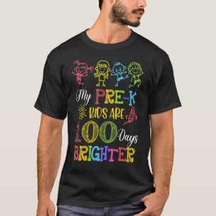 かわいいプレK先生100日明るい100日目 Tシャツ
