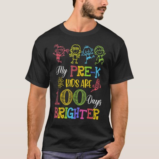 かわいいプレK先生100日明るい100日目 Tシャツ (正面)