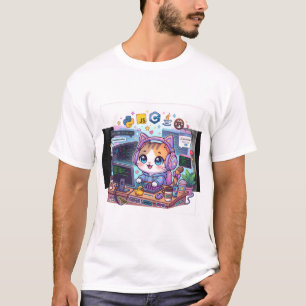 かわいいプログラマー猫Tシャツ Kawaii Coding Cat wi Tシャツ