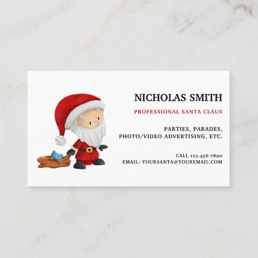 かわいいプロフェッショナルサンタクロースのおもちゃクリスマス 名刺 (正面)