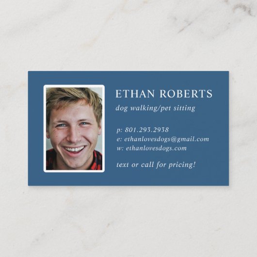 かわいいプロフェッショナルドッグウォーカーペット着席の写真 名刺 (裏面)