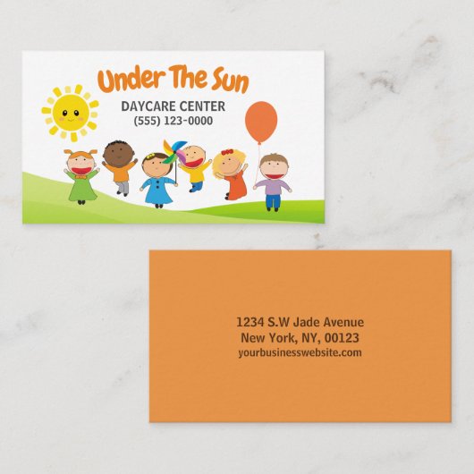 かわいいプロフェッショナル託児デイケアデイケアベビーシッター 名刺 (正面/裏面)