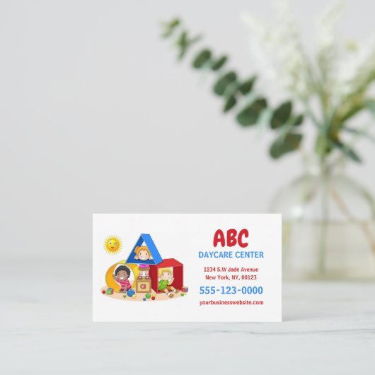 かわいいプロフェッショナル託児デイケアデイケアベビーシッター 名刺 (スタンド正面)