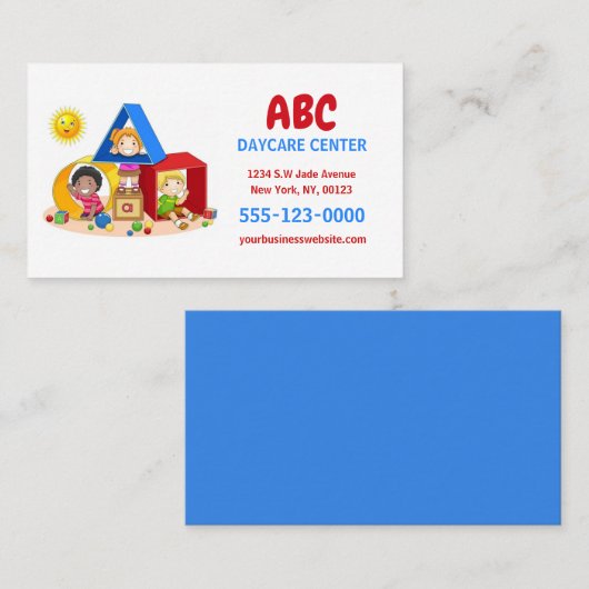 かわいいプロフェッショナル託児デイケアデイケアベビーシッター 名刺 (正面/裏面)