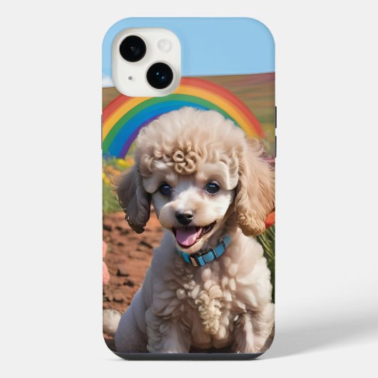 かわいいプーカラフルルの花と虹 iPhoneケース (裏面)