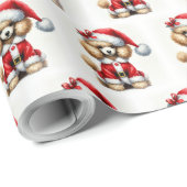 かわいいプードルのサンタクロースのクリスマス ラッピングペーパー (ロールコーナー)