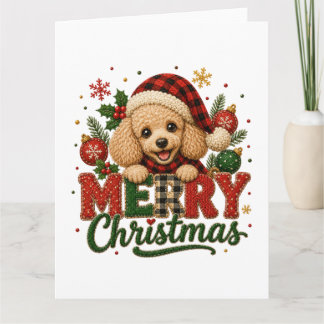 かわいいプードルのメリークリスマス カード
