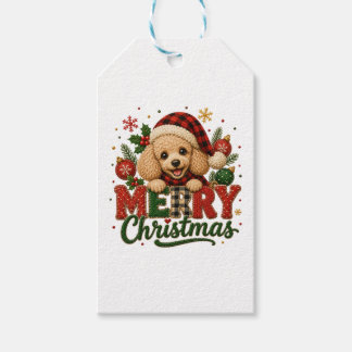 かわいいプードルのメリークリスマス ギフトタグ