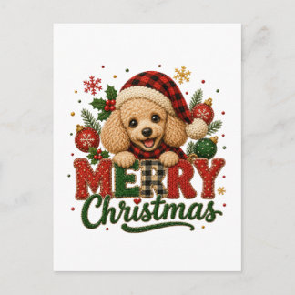 かわいいプードルのメリークリスマス 案内ポストカード