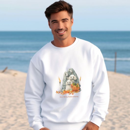 かわいいプードルの家族幽霊の衣装パーソナライズされた スウェットシャツ