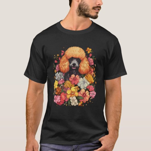 かわいいプードルの花束Tシャツ Tシャツ (正面)