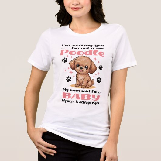 かわいいプードルの赤ちゃん犬ママ トライブレンドTシャツ (正面)