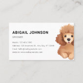 かわいいプードルグルーミング付きウォーターカラーペットデザイン 名刺 (裏面)