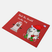 かわいいプードルサンタクリスマス ドアマット (アングル)