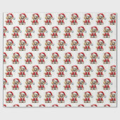 かわいいプードルサンタクロースのクリスマス ラッピングペーパー (フラット)