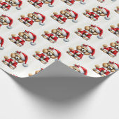 かわいいプードルサンタクロースのクリスマス ラッピングペーパー (角)