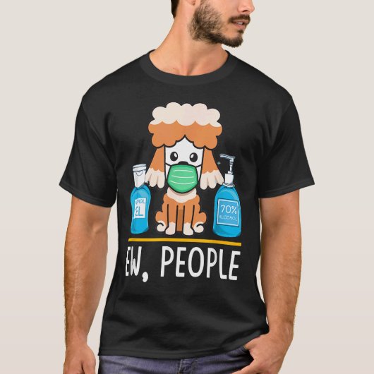 かわいいプードルドッグドッグ顔マスクハンドサニタイザおもしろい Tシャツ (正面)