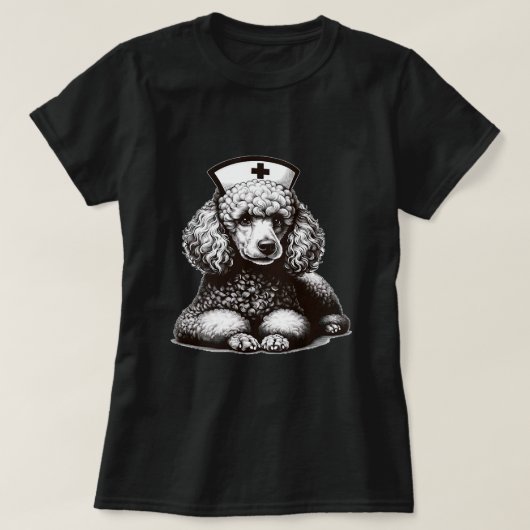 かわいいプードルドッグナース子犬の病院看護の愛 Tシャツ (デザイン正面)