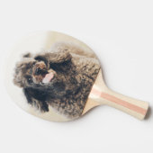 かわいいプードルドッグ顔スマイル笑顔 卓球ラケット (横)