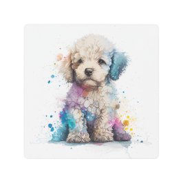 かわいいプードルパピーウォーター色AI メタルプリント