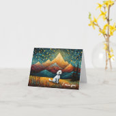 かわいいプードルマウンテンフォレ恋しく思ストア カード (黄色い花)