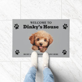 かわいいプードル犬の写真 ドアマット