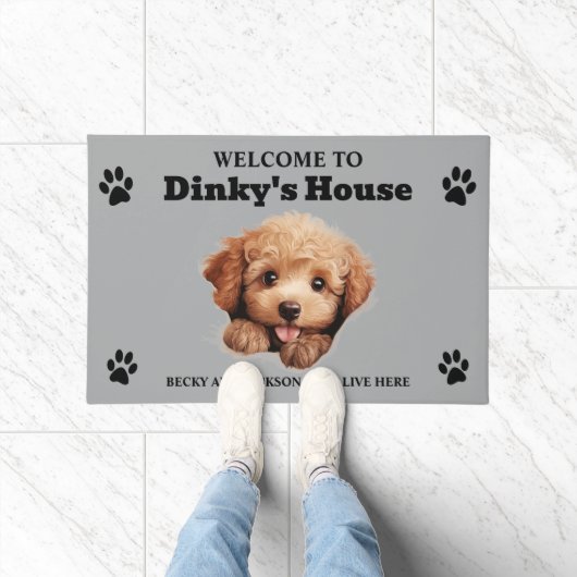 かわいいプードル犬の写真 ドアマット (室内)