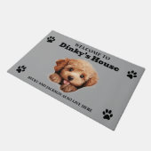 かわいいプードル犬の写真 ドアマット (アングル)