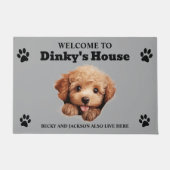 かわいいプードル犬の写真 ドアマット (正面)