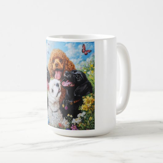 かわいいプードル犬 コーヒーマグカップ (正面右)