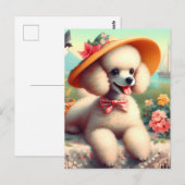 かわいいプードル絵画ヴィンテージ ポストカード (正面/裏面)
